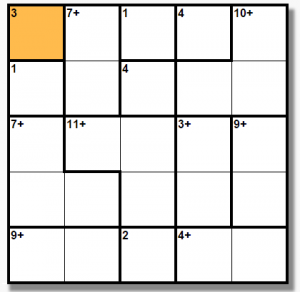 5x5 kendoku bulmacası